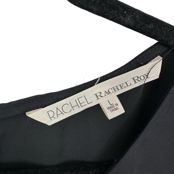 Rachel Roy Black Satin Cut out Blouse, Large - Picture 3 of 7